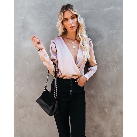 LAST ONE - IVETTE SATIN DRAP BODYSUIT CHAMPAGNE - Picture 5 of 9